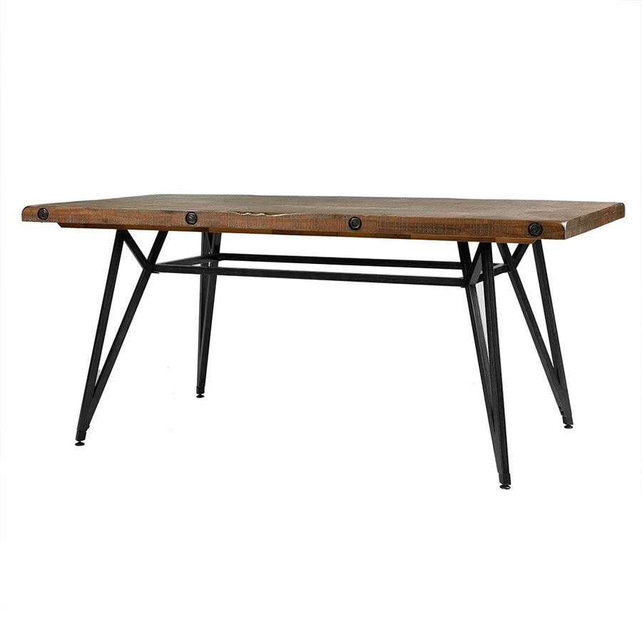 Gracie Mills Lavonne Industrial Reclaimed Wood Dining Table with Gun metal - GRACE-8559 Image 1
