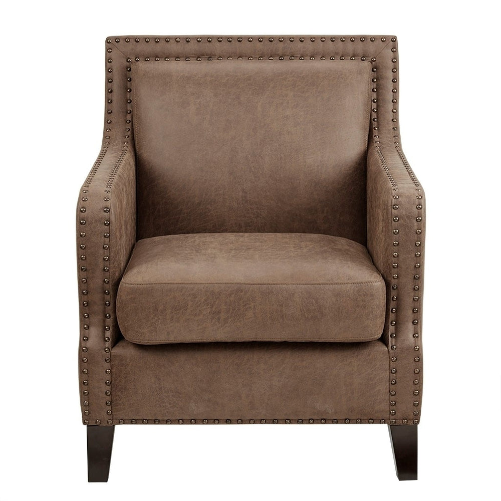 Gracie Mills Sharp Morocco Wood and Faux Leather Accent Chair - GRACE-9883 Image 2