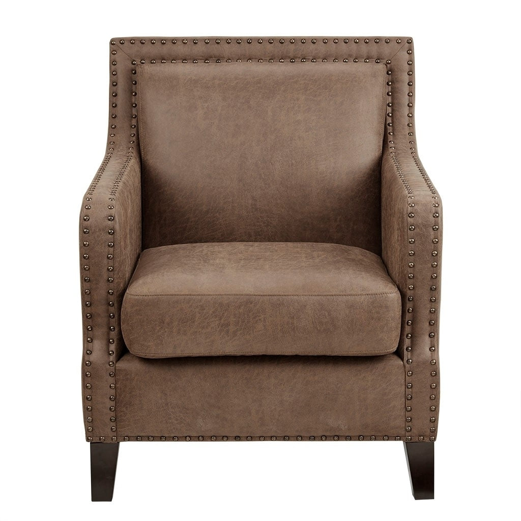 Gracie Mills Sharp Morocco Wood and Faux Leather Accent Chair - GRACE-9883 Image 2