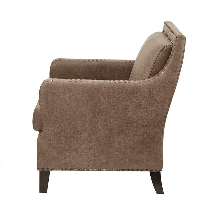 Gracie Mills Sharp Morocco Wood and Faux Leather Accent Chair - GRACE-9883 Image 3