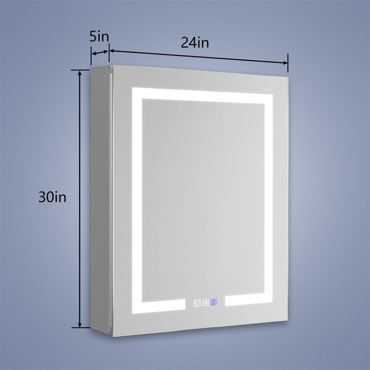 Boost-M1 24" W x 30" H Light Medicine Cabinet Recessed or Surface Mount Aluminum Adjustable Shelves Vanity Mirror Image 10