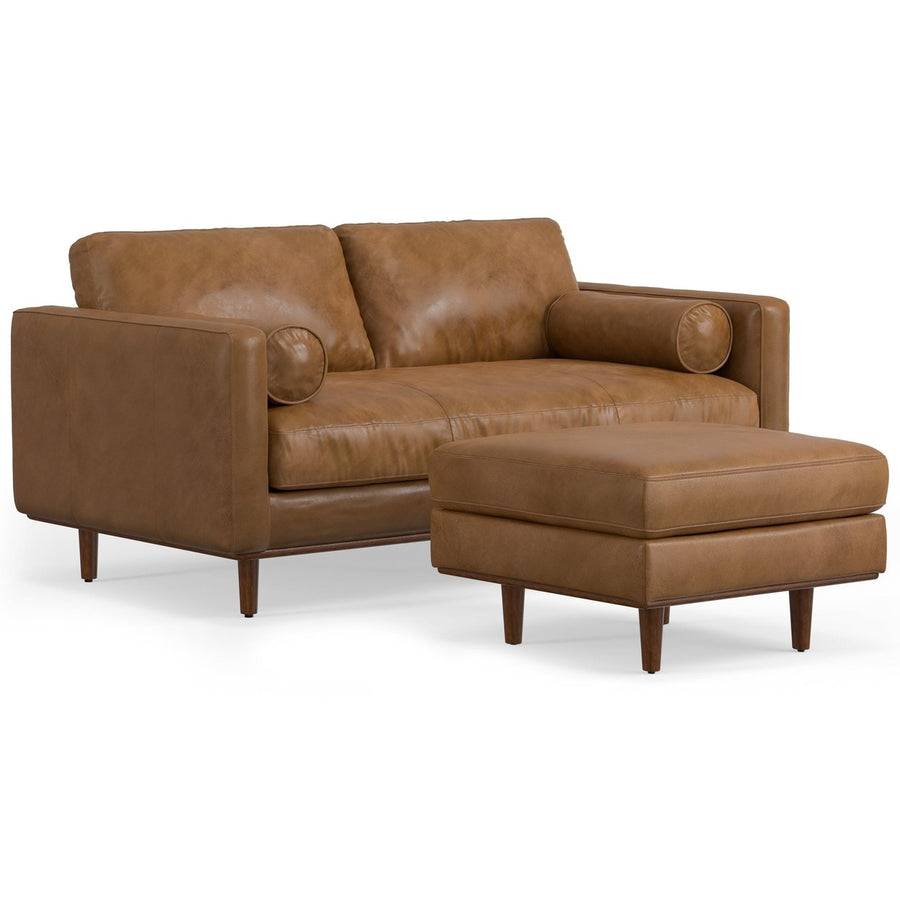 Morrison 72-inch Sofa and Ottoman Set in Genuine Leather Image 1