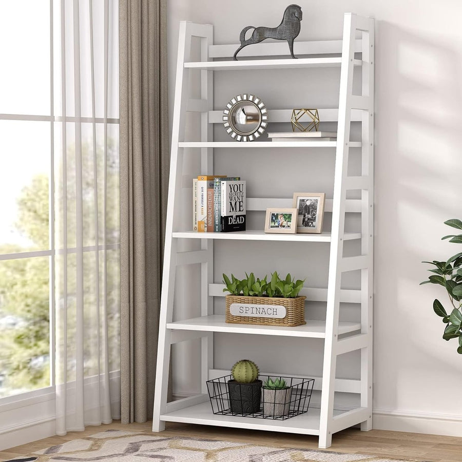 Tribesigns 5-Tier Bookshelf Modern Bookcase, 5 Shelf Ladder Shelf Book Storage Shelf Organizer Image 1