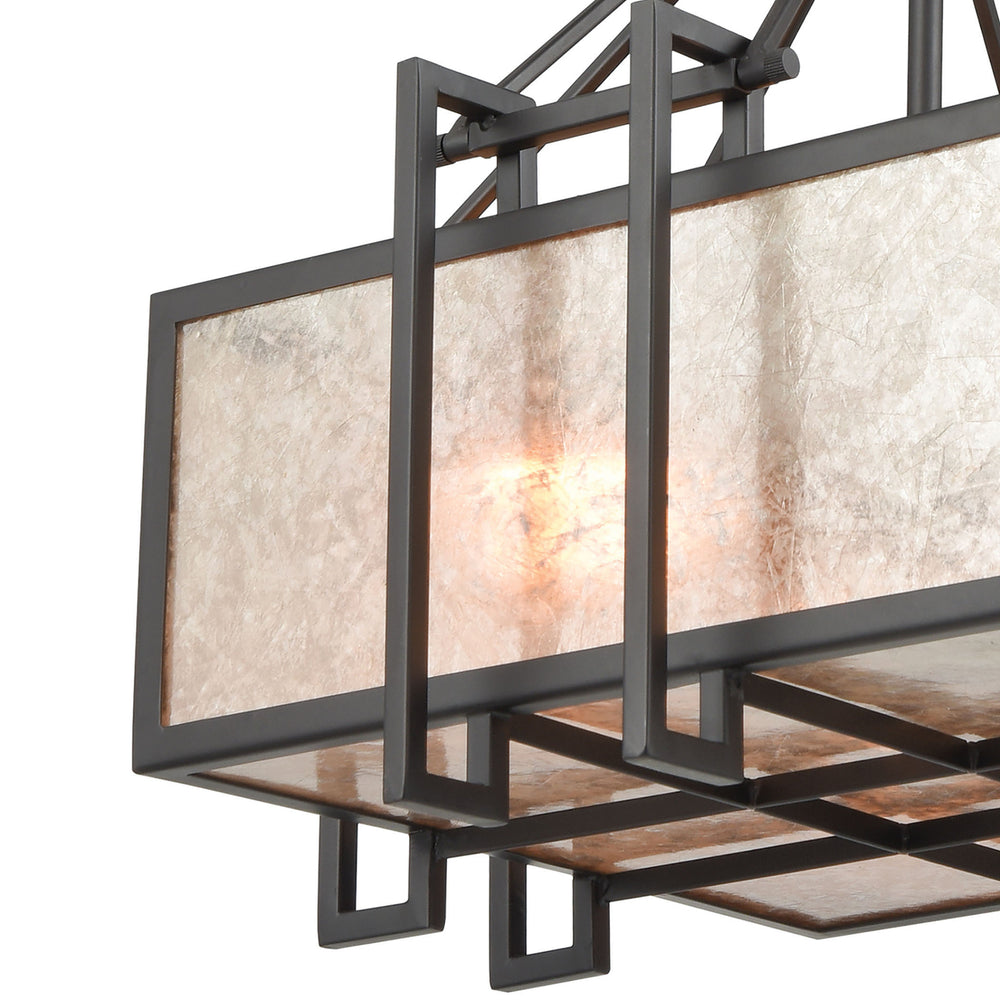 Stasis 3-Light Chandelier in Oil Rubbed Bronze with Tan and Clear Mica Shade Image 2
