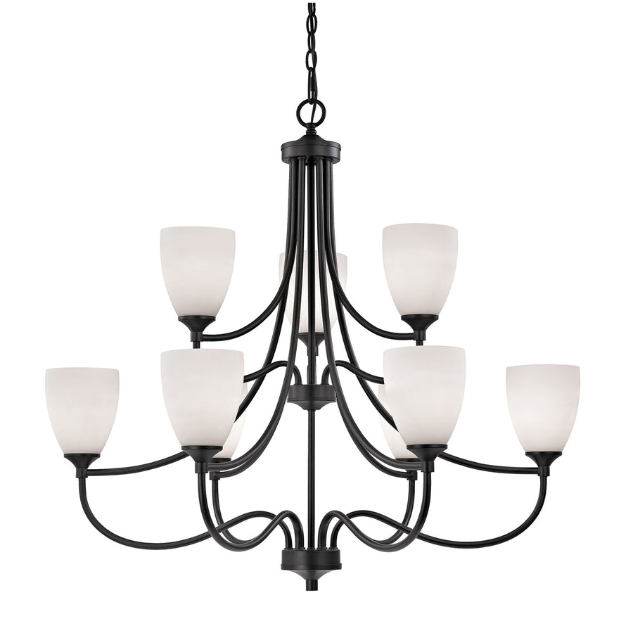 Arlington 9-Light Chandelier in Oil Rubbed Bronze with White Glass Image 1