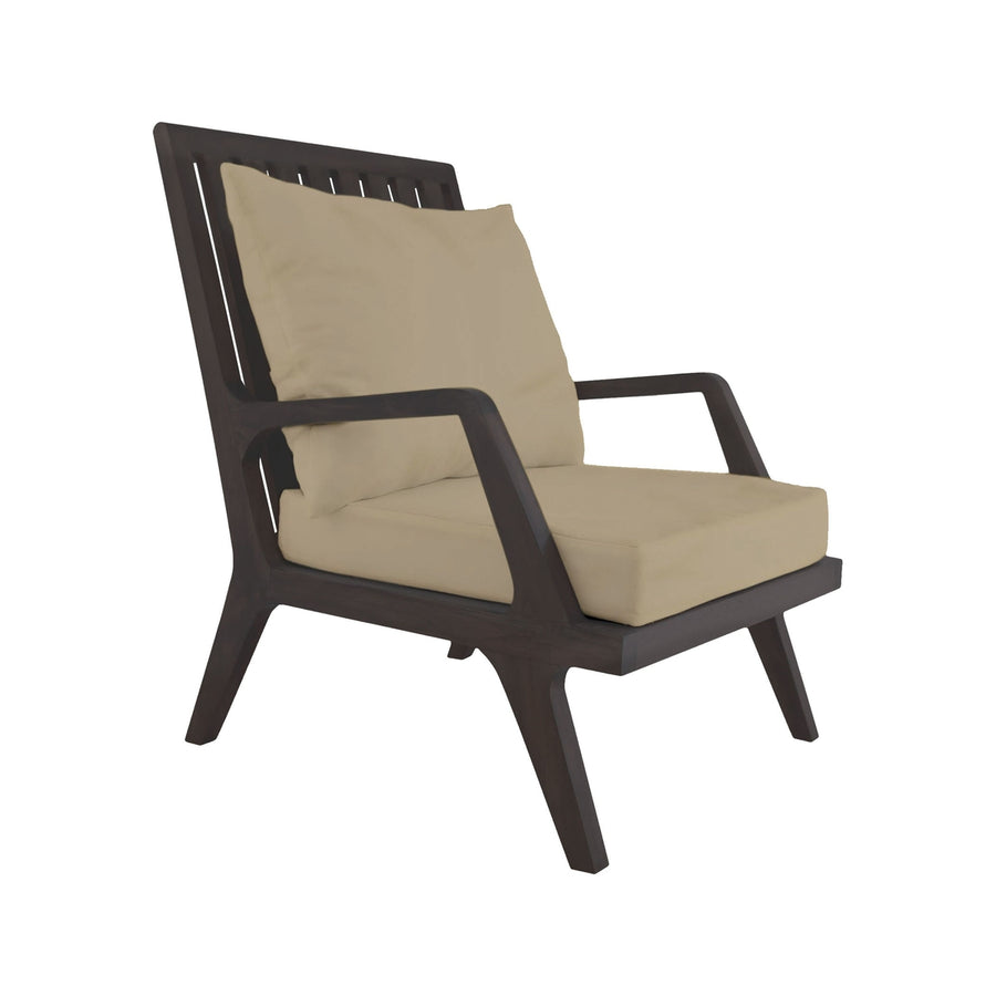 Teak Patio Lounge Chair Cushions in Cream (2-piece Set) Image 1