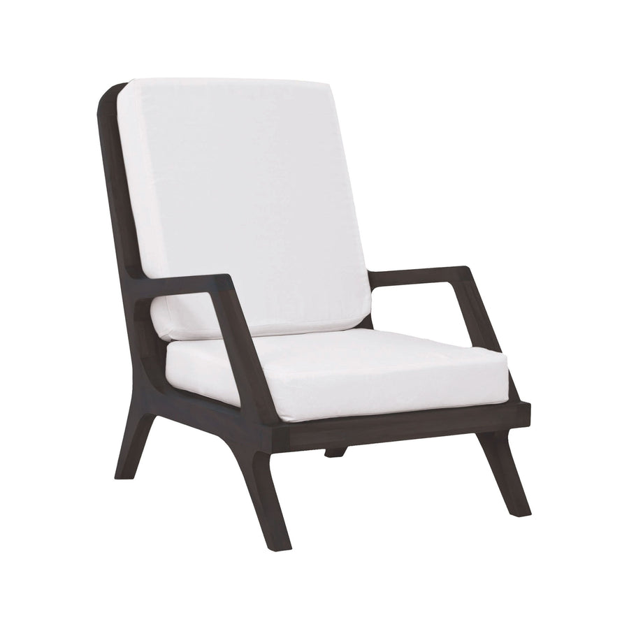Teak Garden Lounge Chair Cushions in White Image 1