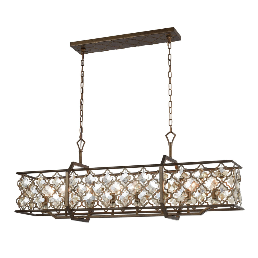 Armand 47 Wide 8-Light Linear Chandelier - Weathered Bronze Image 1
