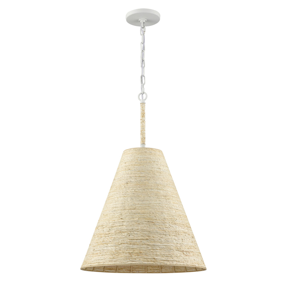 Abaca 17 Wide 1-Light Pendant - Textured White Image 2