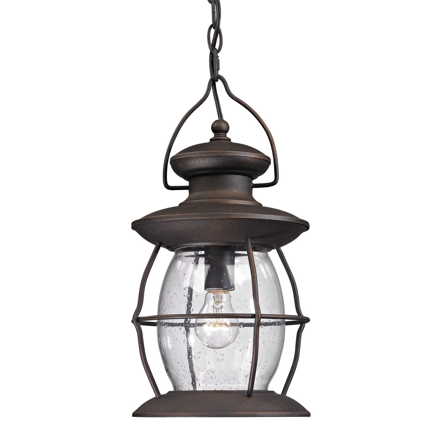 Village Lantern 8 Wide 1-Light Outdoor Pendant - Weathered Charcoal Image 1