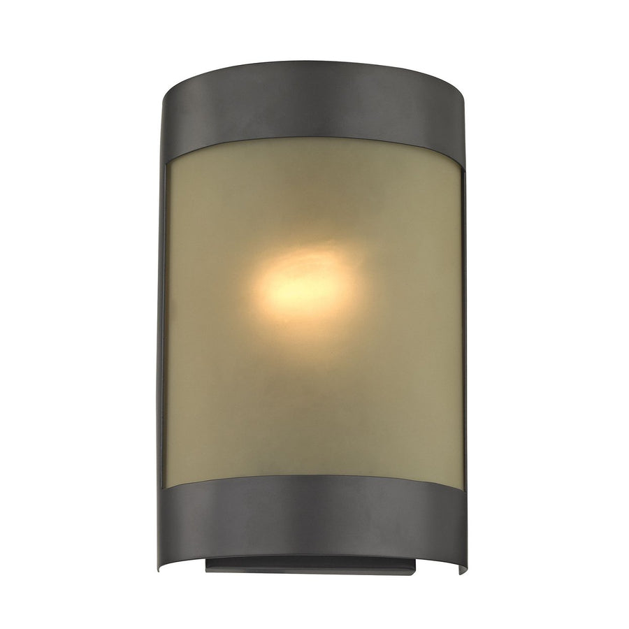 1-Light Wall Sconce in Oil Rubbed Bronze with Light Amber Glass Image 1