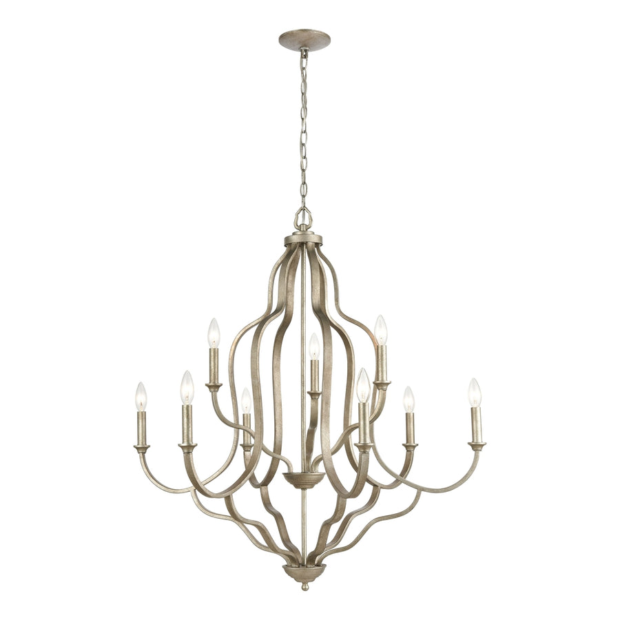 Lanesboro 34 Wide 9-Light Chandelier - Dusted Silver Image 1