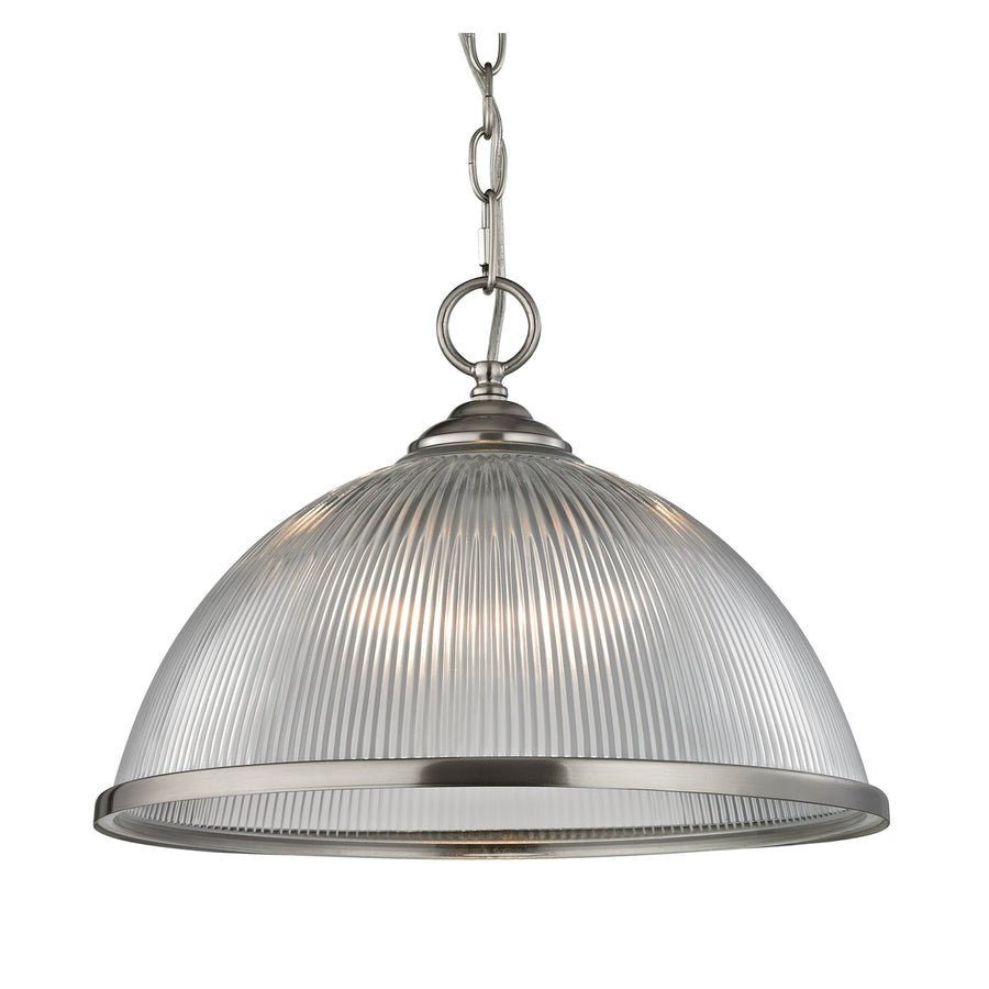 Liberty Park 1-Light Pendant in Brushed Nickel with Prismatic Clear Glass Image 1