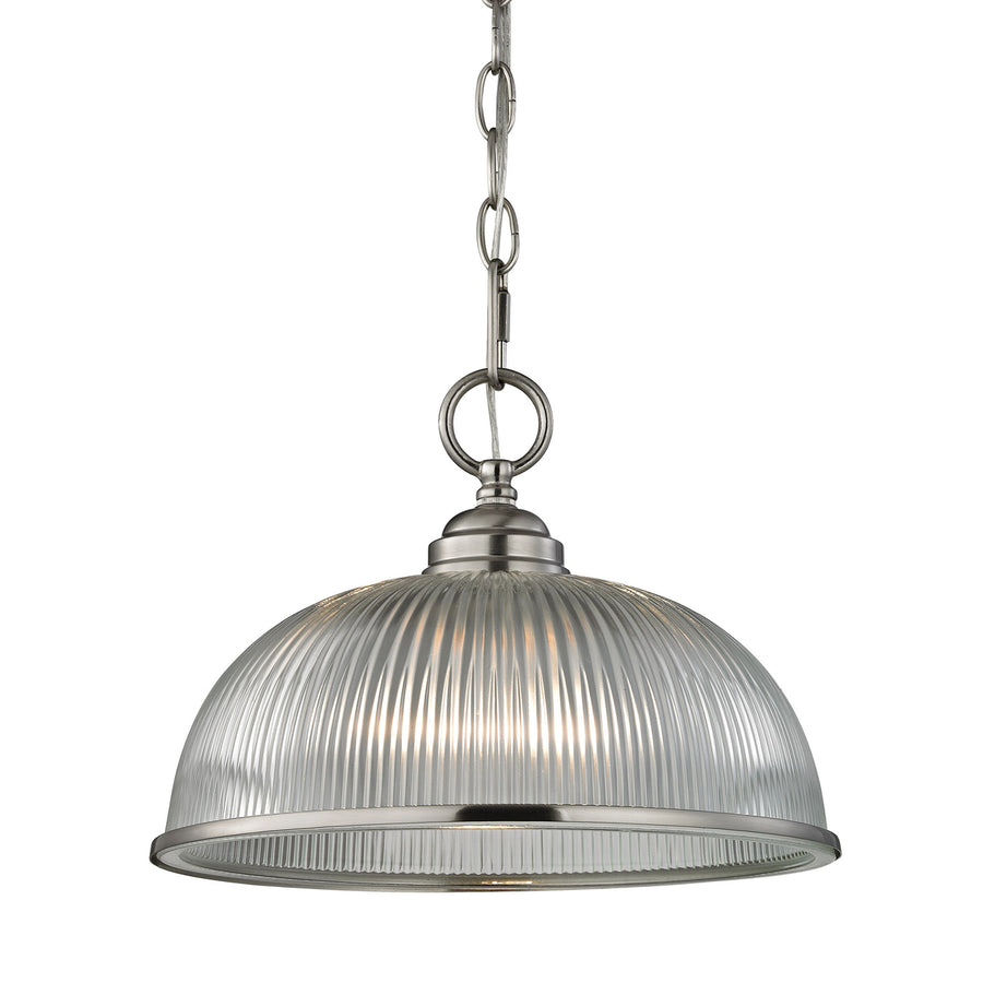 Liberty Park 1-Light Mini Pendant in Brushed Nickel with Prismatic Clear Glass Image 1