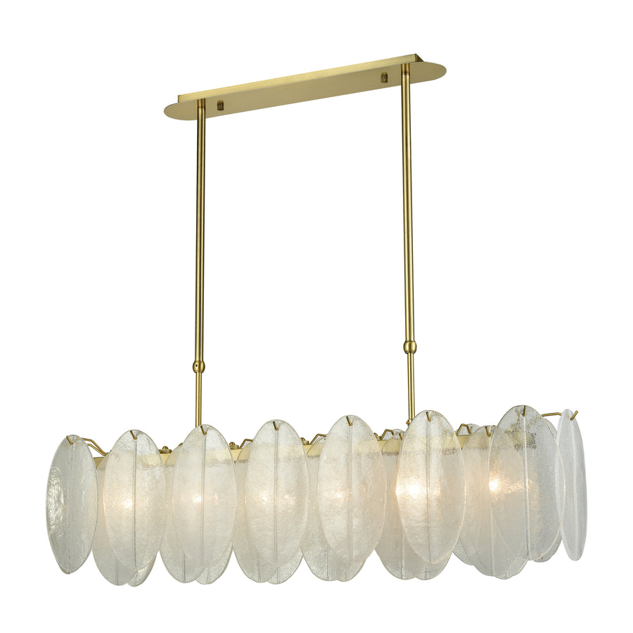 Hush 47 Wide 6-Light Linear Chandelier - Aged Brass with White Image 1