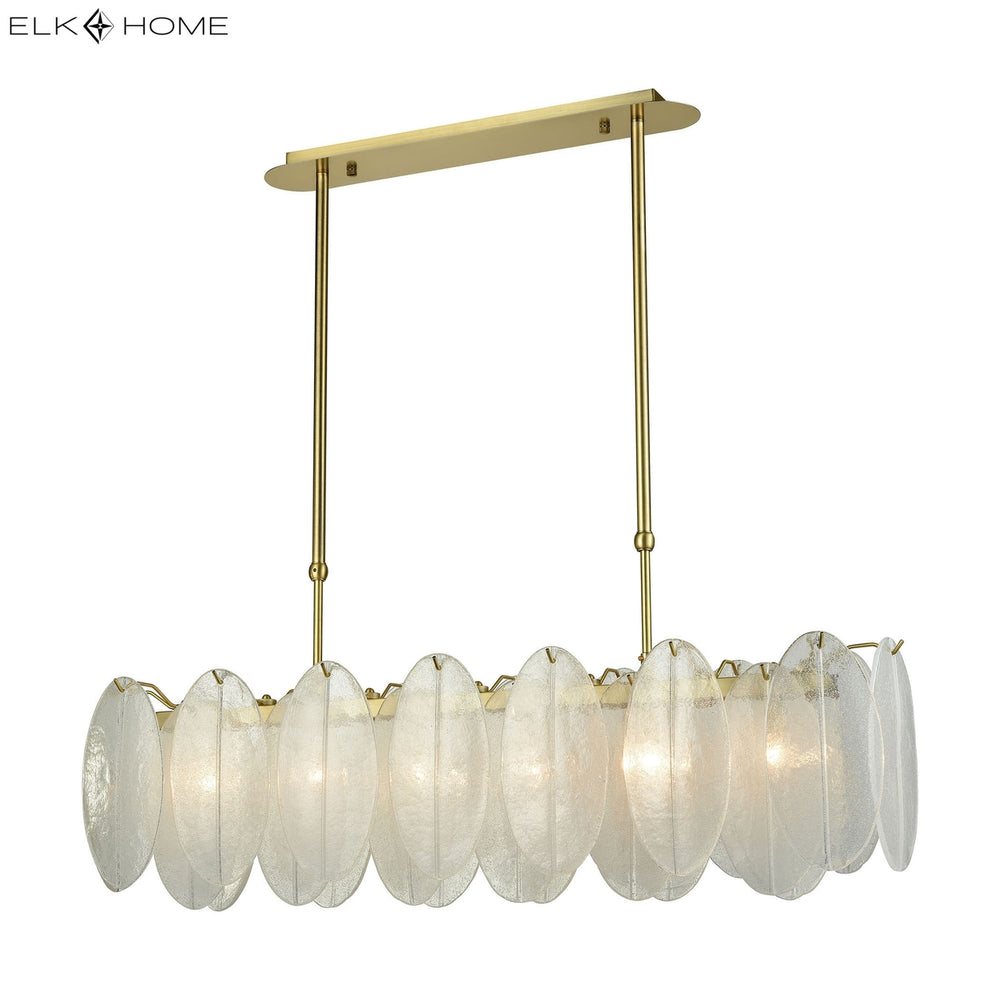 Hush 47 Wide 6-Light Linear Chandelier - Aged Brass with White Image 2