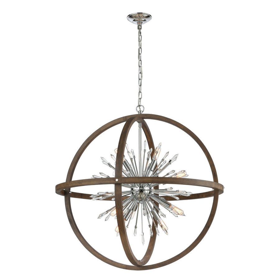 Morning Star 19.5 Wide 6-Light Pendant - Aged Fir with Chrome Image 1