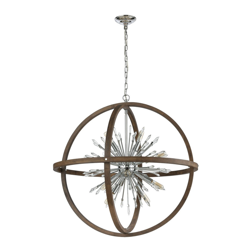 Morning Star 19.5 Wide 6-Light Pendant - Aged Fir with Chrome Image 2