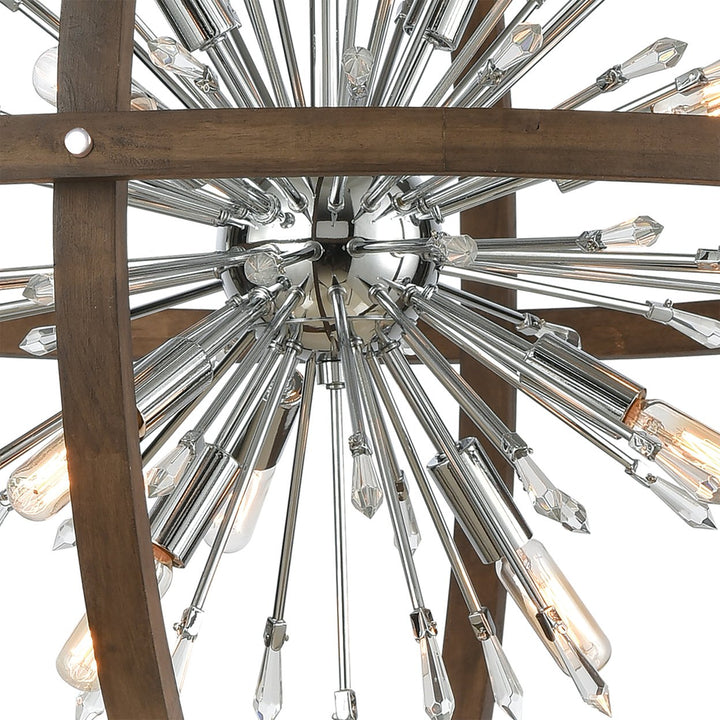 Morning Star 19.5 Wide 6-Light Pendant - Aged Fir with Chrome Image 4