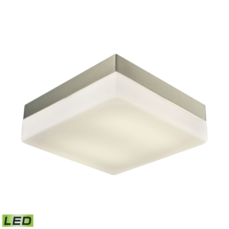 Wyngate 2-Light Square Integrated LED Flush Mount in Satin Nickel with Opal Glass - Large Image 1