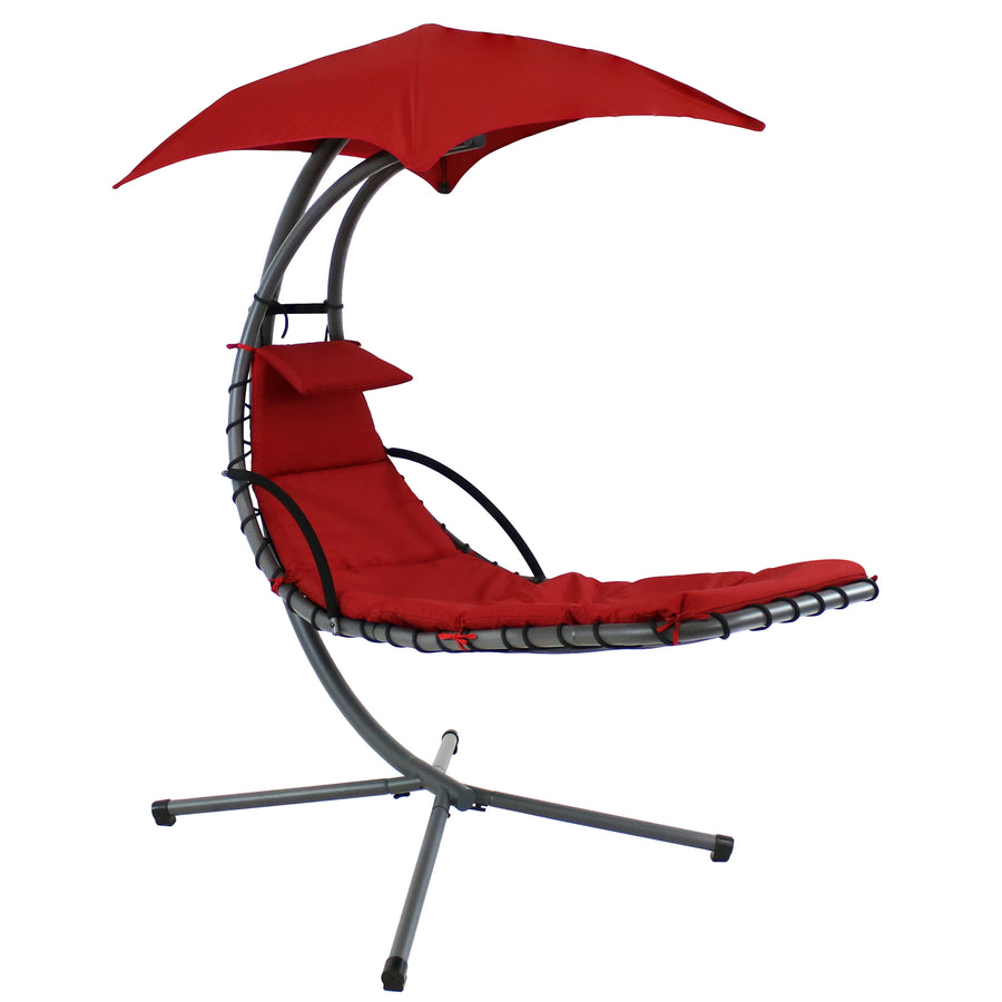 Sunnydaze Floating Lounge Chair with Umbrella/Cushion and Stand Image 1