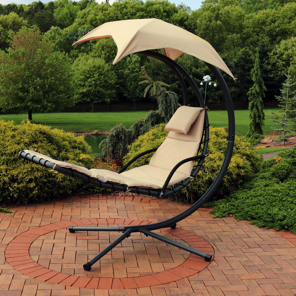 Sunnydaze Floating Lounge with Umbrella/Cushion and Stand Image 2