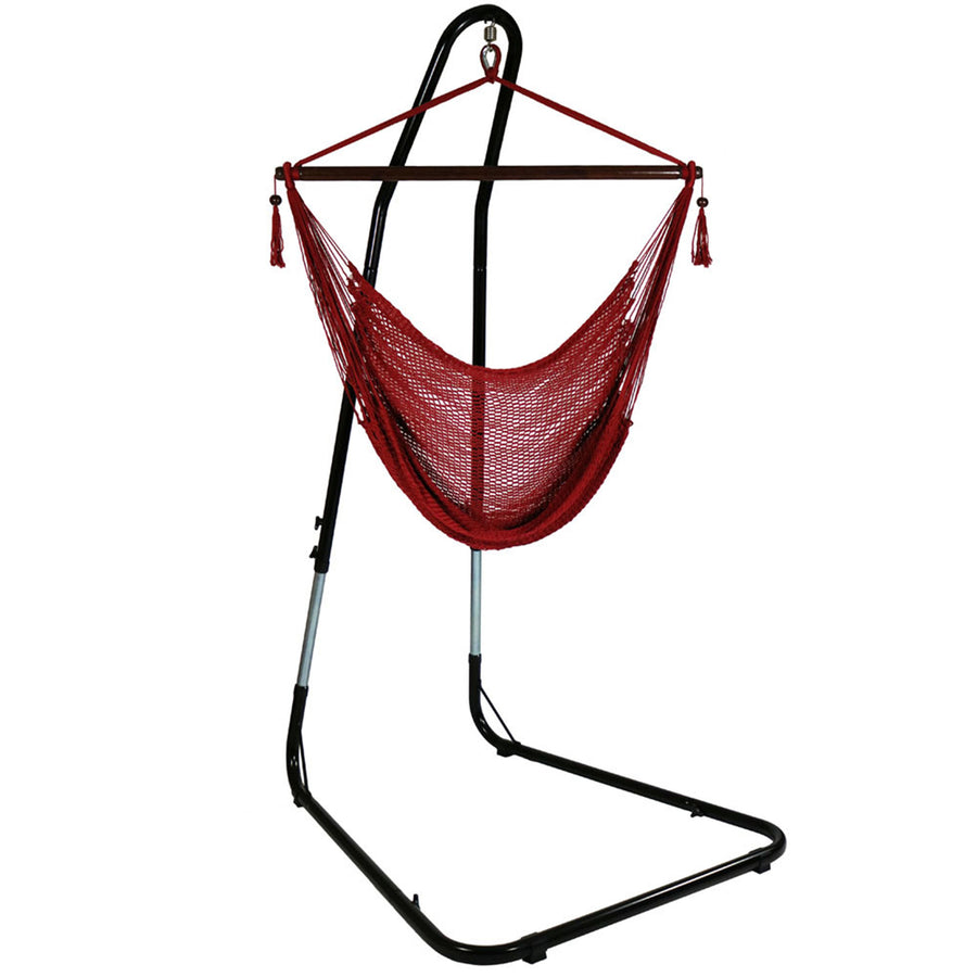 Sunnydaze Extra Large Hammock Chair with Adjustable Steel Stand - Red Image 1