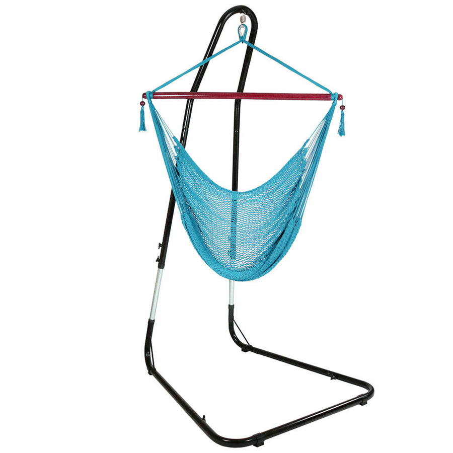 Sunnydaze Extra Large Hammock Chair with Adjustable Steel Stand - Sky Blue Image 1