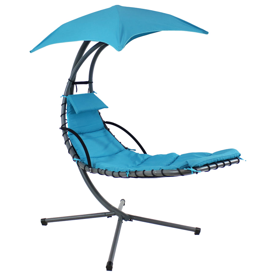 Sunnydaze Floating Lounge Chair with Umbrella and Curved Steel Stand Image 1