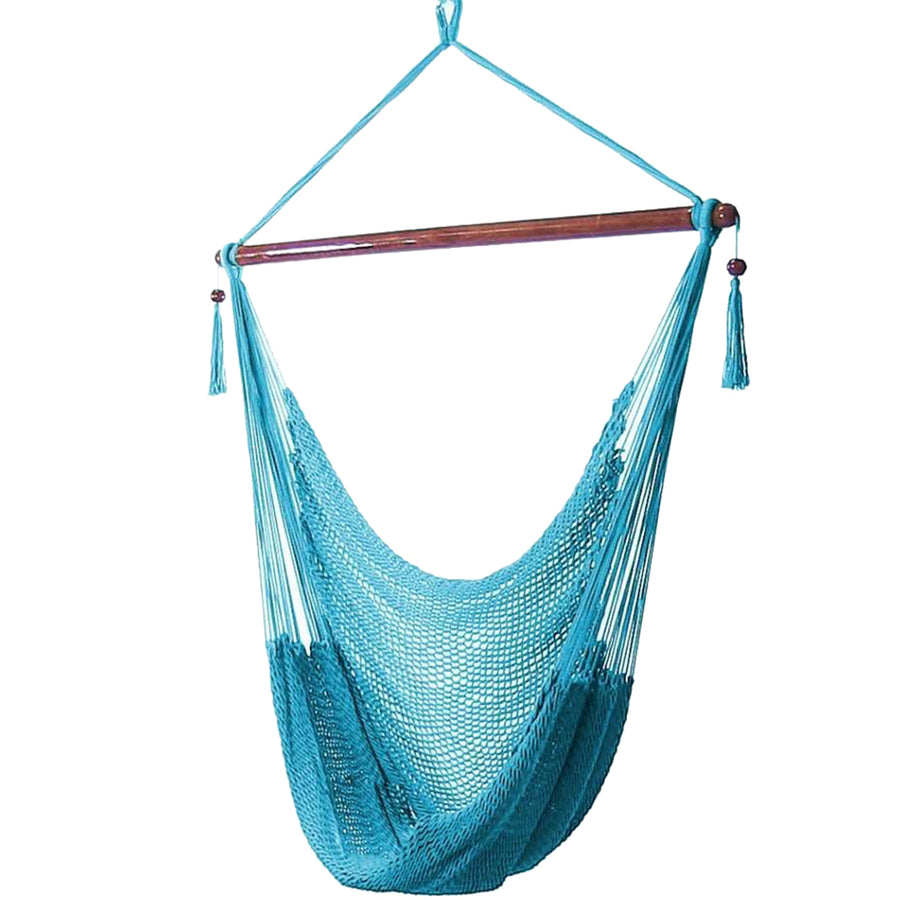 Sunnydaze Extra Large Polyester Rope Hammock Chair and Spreader Bar - Sky Image 1