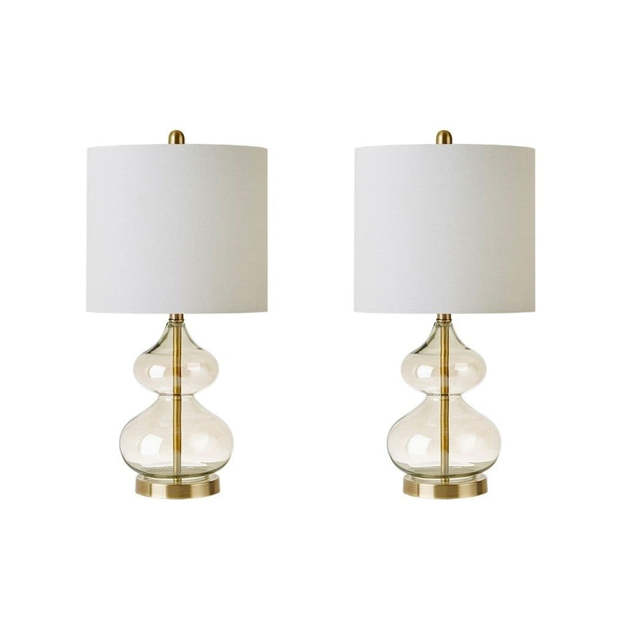 Gracie Mills Anibal Modern Curved Glass and Metal Base Table Lamps Set of 2 - GRACE-10769 Image 1