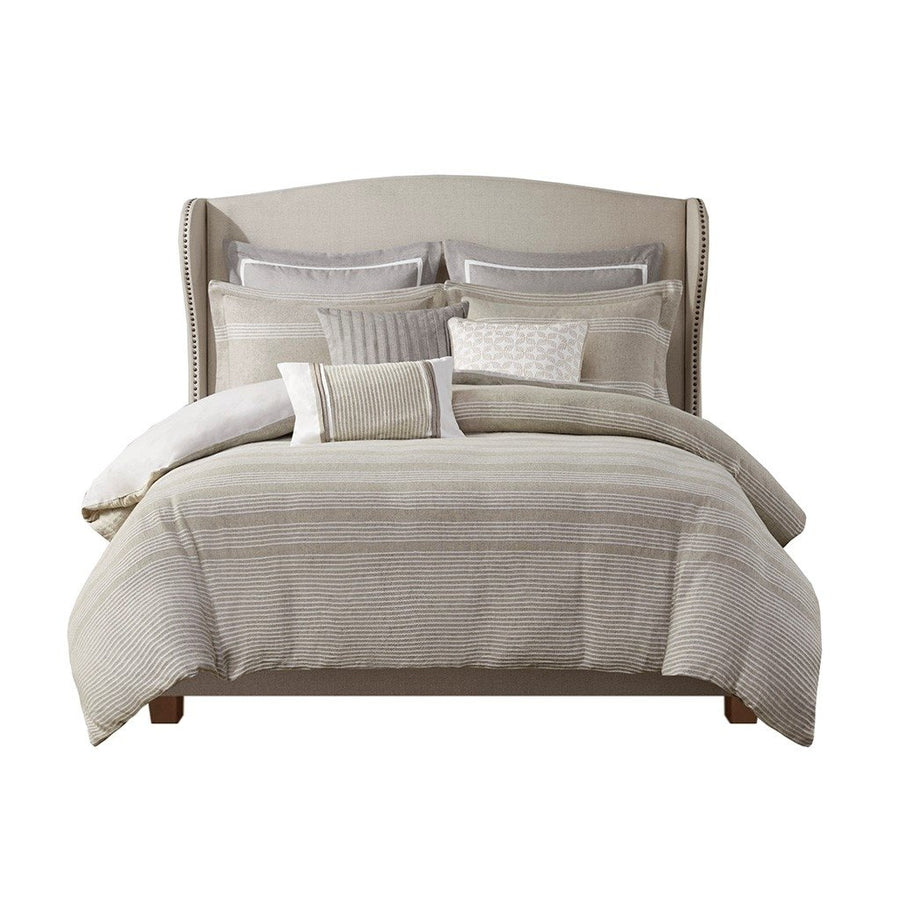 Gracie Mills Leonor Grandeur Essence 8-Piece Oversized Jacquard Comforter Ensemble with Euro Shams and Throw Pillows - Image 1