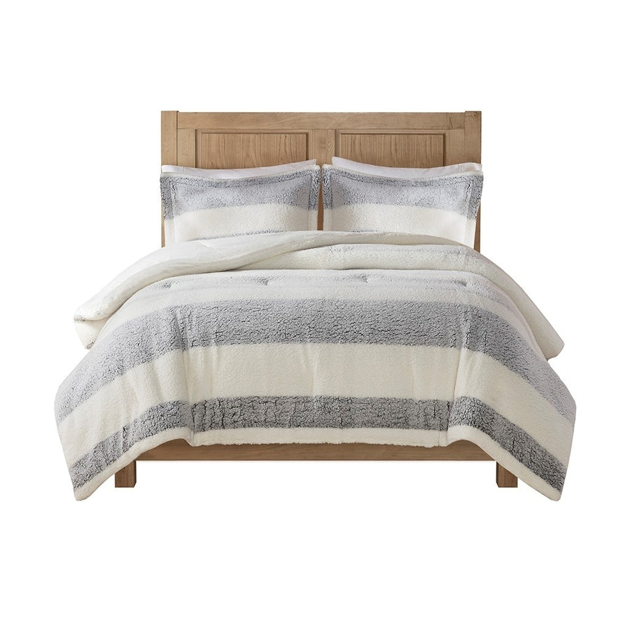 Gracie Mills Wilcox Farmhouse Stripe Sherpa Comforter Set - GRACE-15457 Image 1