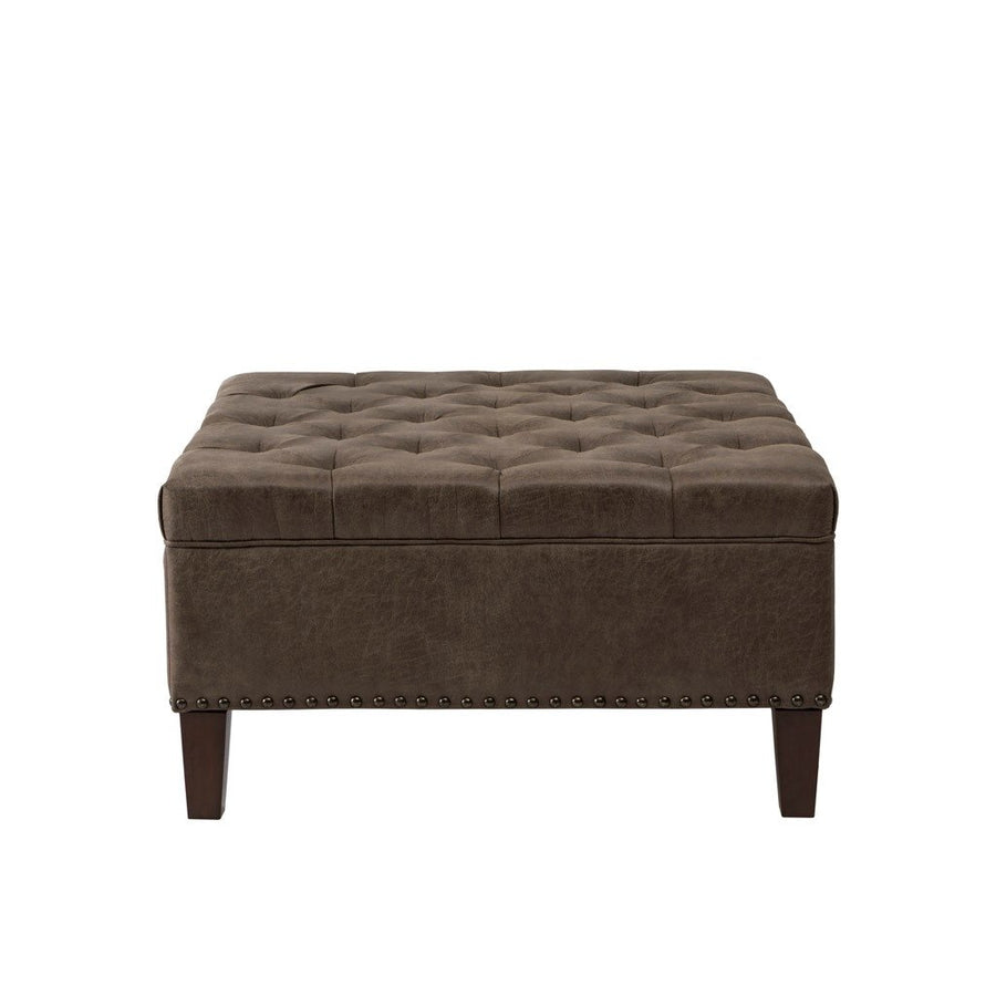 Gracie Mills Farley Button Tufted Square Cocktail Ottoman with Nailhead Accent - GRACE-179 Image 1