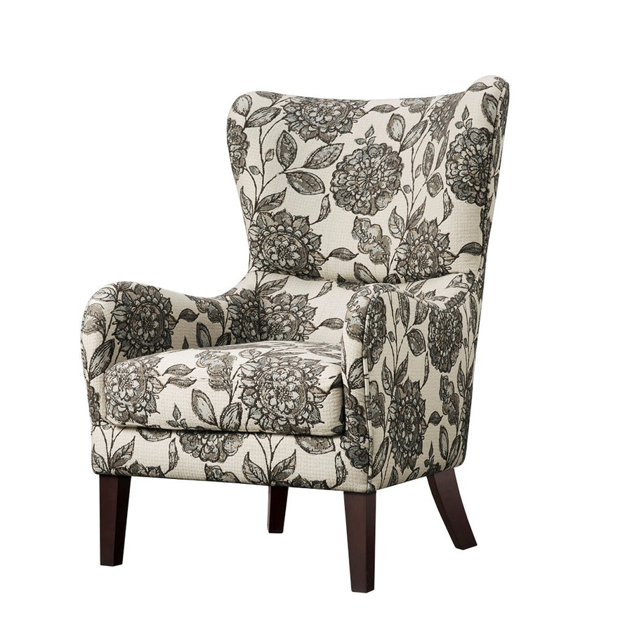 Gracie Mills Zachery Transitional Swoop Wing Chair with Round Arm and Piped Edges - GRACE-3914 Image 1