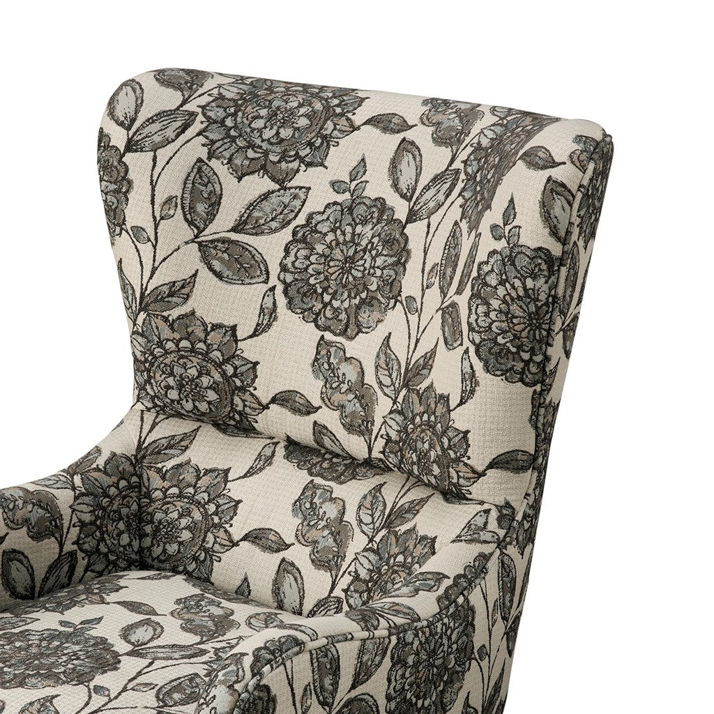 Gracie Mills Zachery Transitional Swoop Wing Chair with Round Arm and Piped Edges - GRACE-3914 Image 3