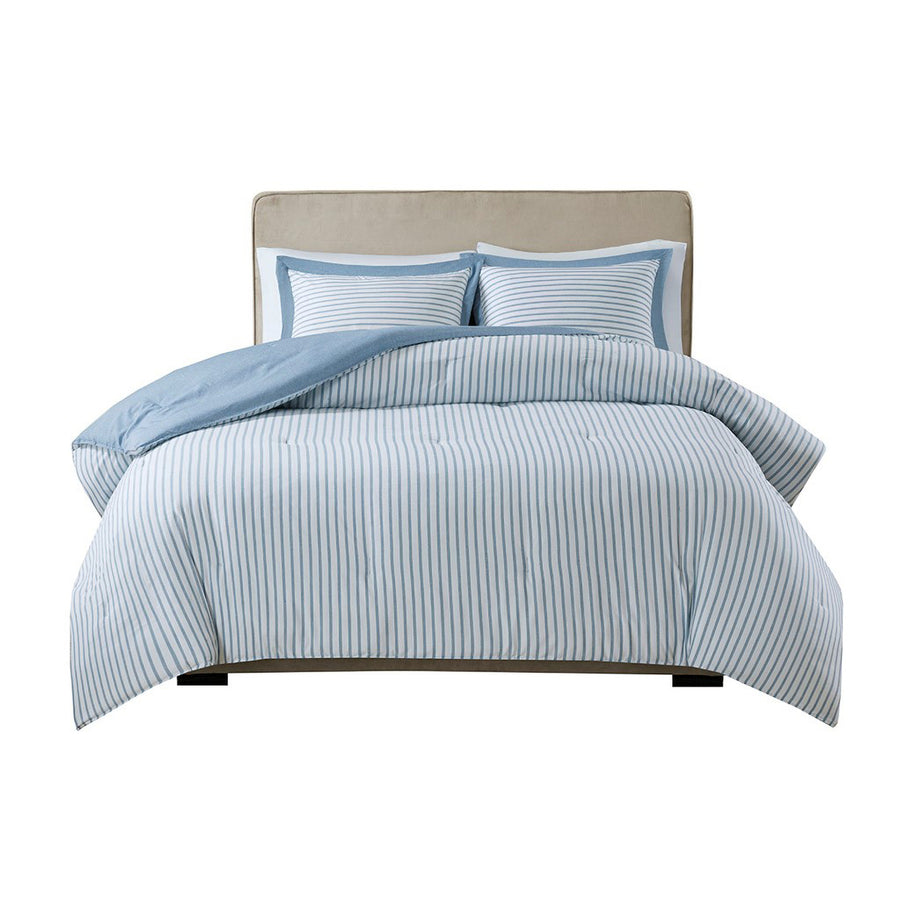 Gracie Mills Christa Striped Reversible Yarn Dyed Poly Microfiber Duvet Cover Set - GRACE-9566 Image 1