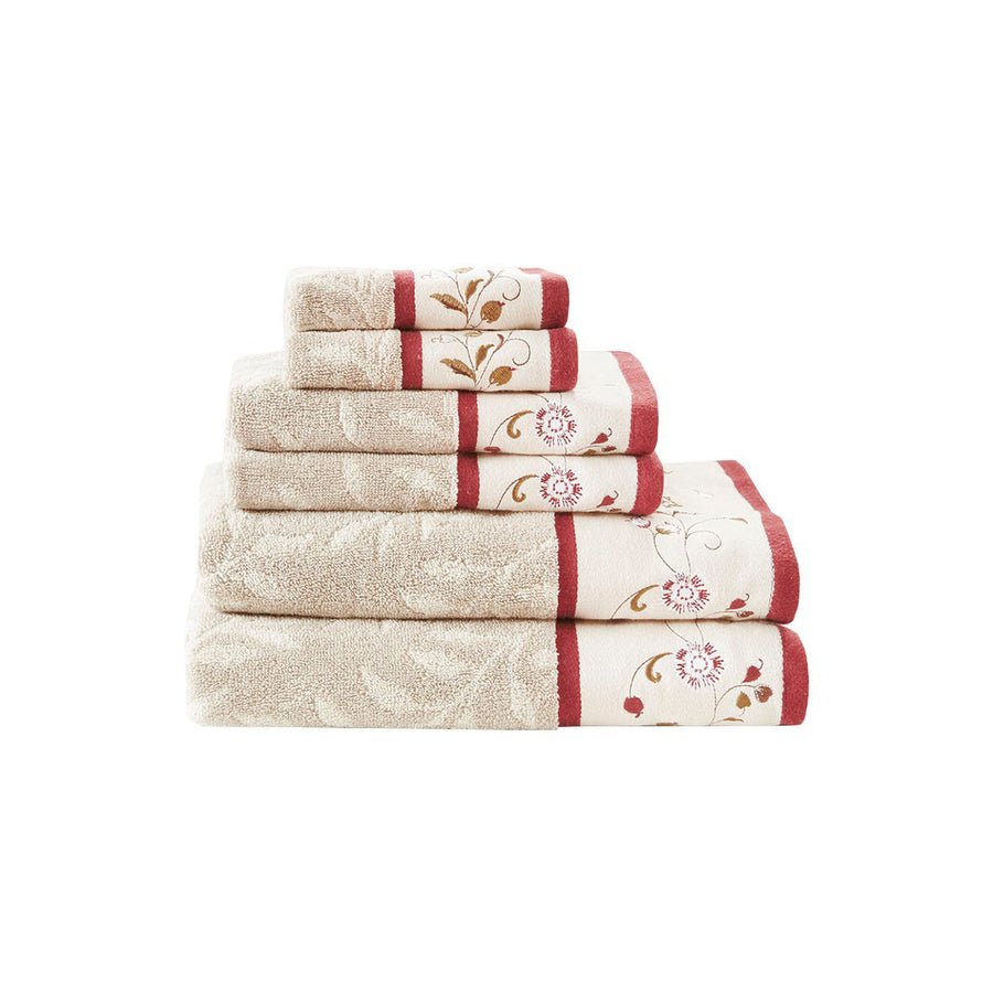 Gracie Mills Rogelio 6-Piece Floral Embroidered Cotton Jacquard Towel Set - GRACE-9604 Image 1