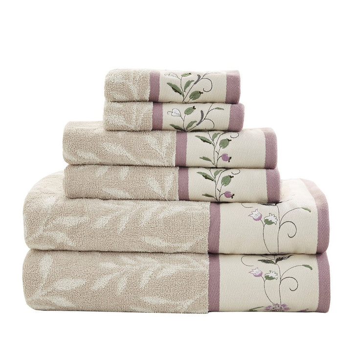 Gracie Mills Rogelio 6-Piece Floral Embroidered Cotton Jacquard Towel Set - GRACE-9604 Image 4