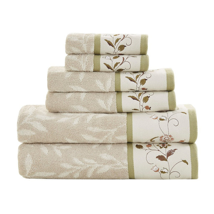 Gracie Mills Rogelio 6-Piece Floral Embroidered Cotton Jacquard Towel Set - GRACE-9604 Image 1