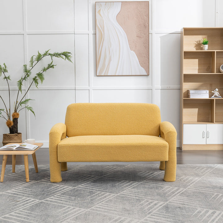 SEYNAR Mid-Century Modern Boucle 51 Solid Wood Curved Sofa Image 1