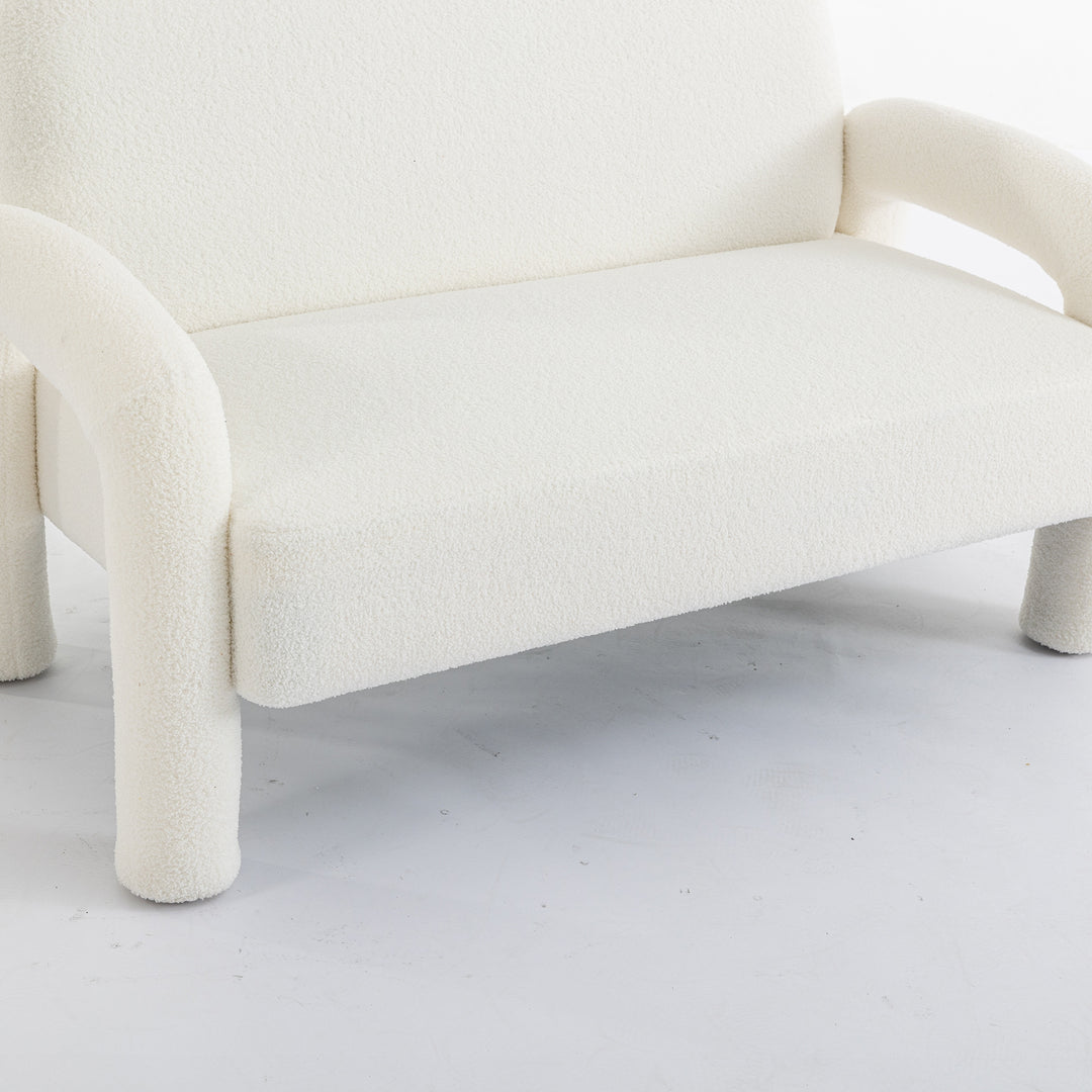 SEYNAR Mid-Century Modern Boucle 51 Solid Wood Curved Sofa Image 9