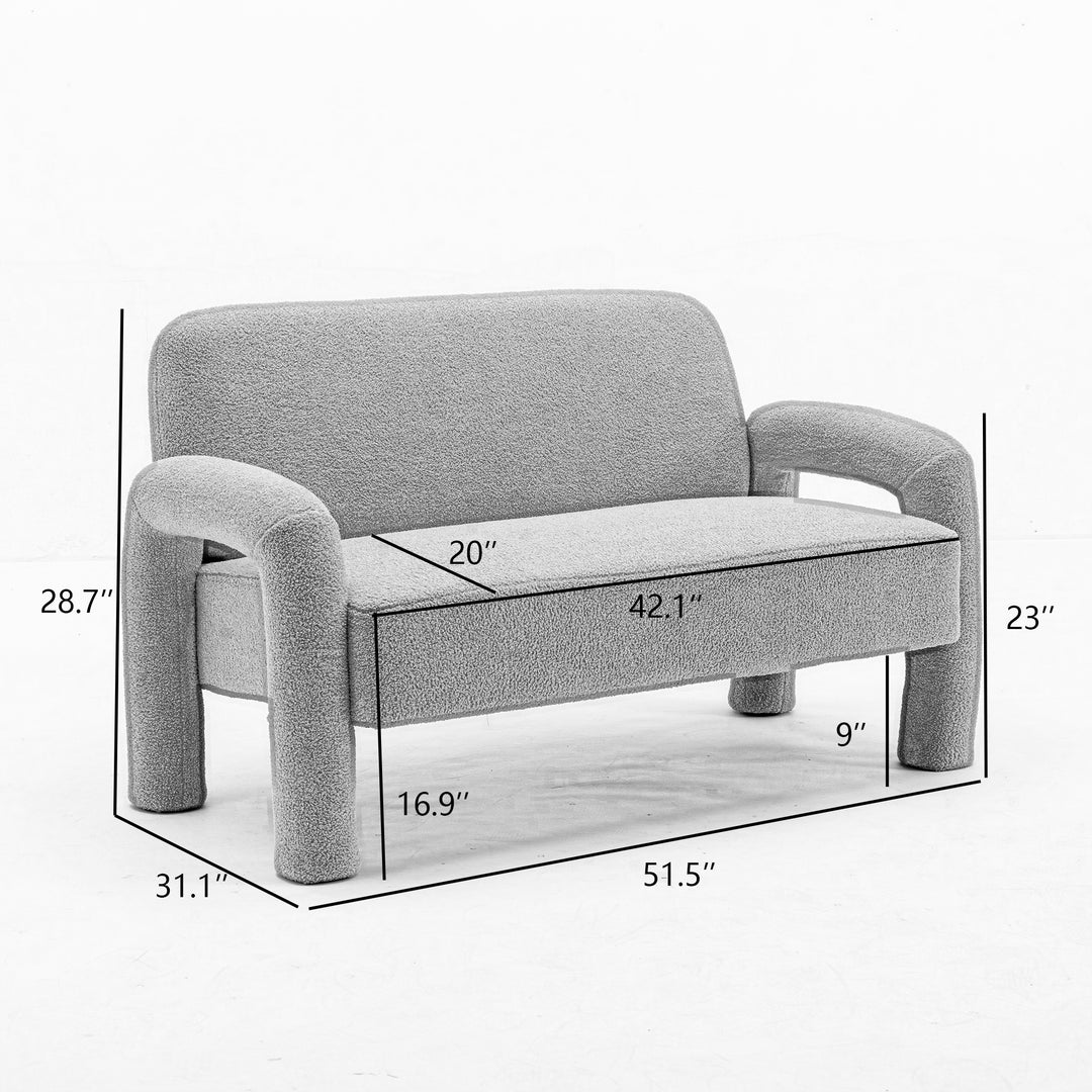 SEYNAR Mid-Century Modern Boucle 51 Solid Wood Curved Sofa Image 12