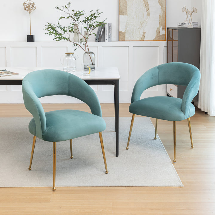 SEYNAR Mid Century Modern Velvet Upolstered Open-Back Dining Chair Set of 2 Image 3