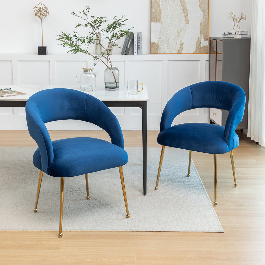 SEYNAR Mid Century Modern Velvet Upolstered Open-Back Dining Chair Set of 2 Image 5