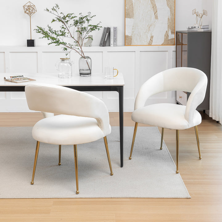 SEYNAR Mid Century Modern Velvet Upolstered Open-Back Dining Chair Set of 2 Image 6