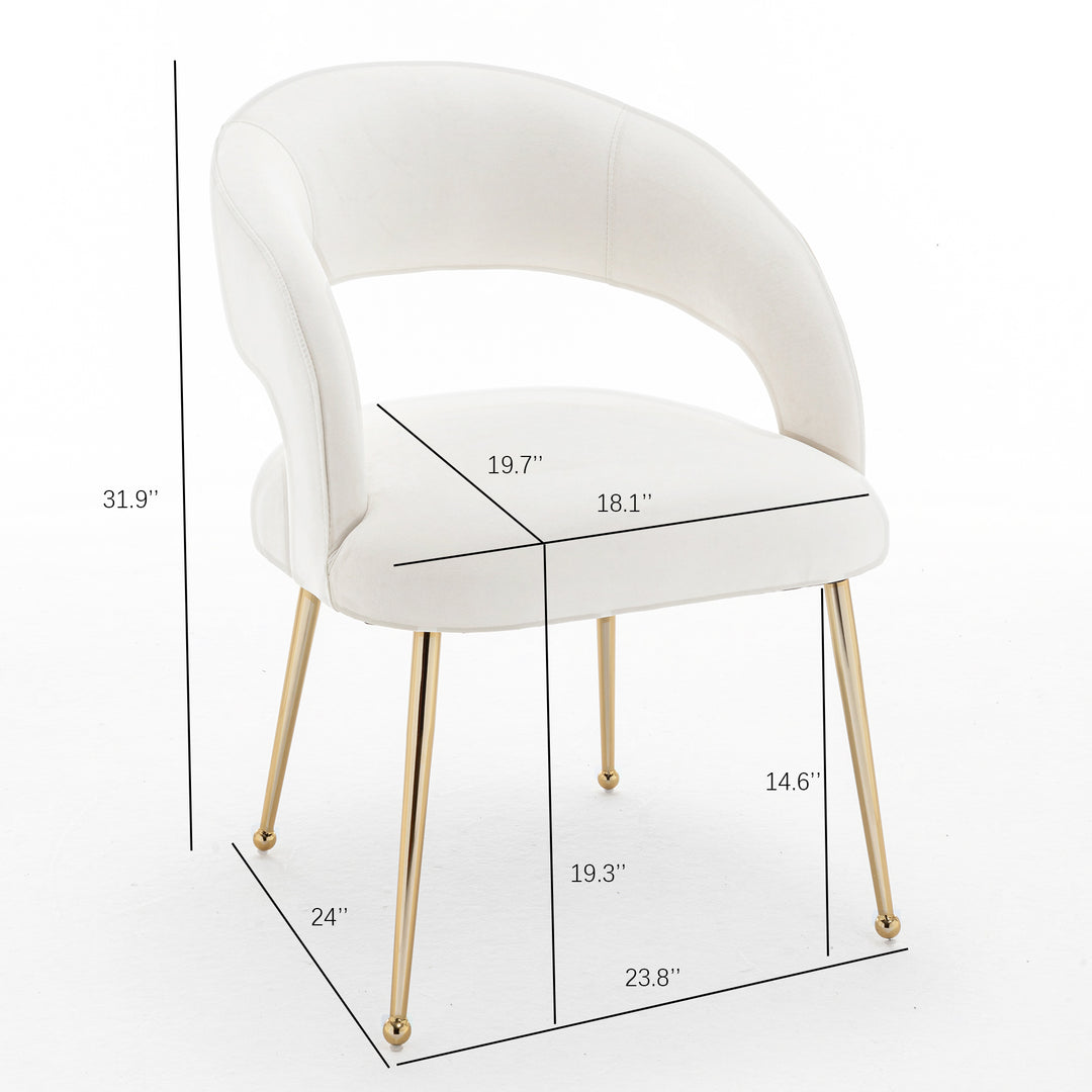 SEYNAR Mid Century Modern Velvet Upolstered Open-Back Dining Chair Set of 2 Image 12