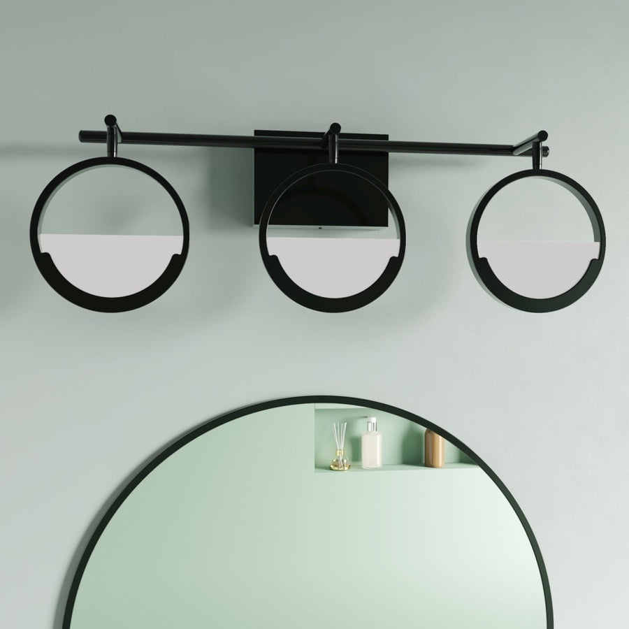 ExBrite TRIO Modern Simplicity LED Vanity Light with Rotatable Heads and Dimmable Brightness, Black Image 1