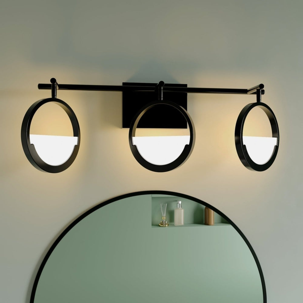 ExBrite TRIO Modern Simplicity LED Vanity Light with Rotatable Heads and Dimmable Brightness, Black Image 2