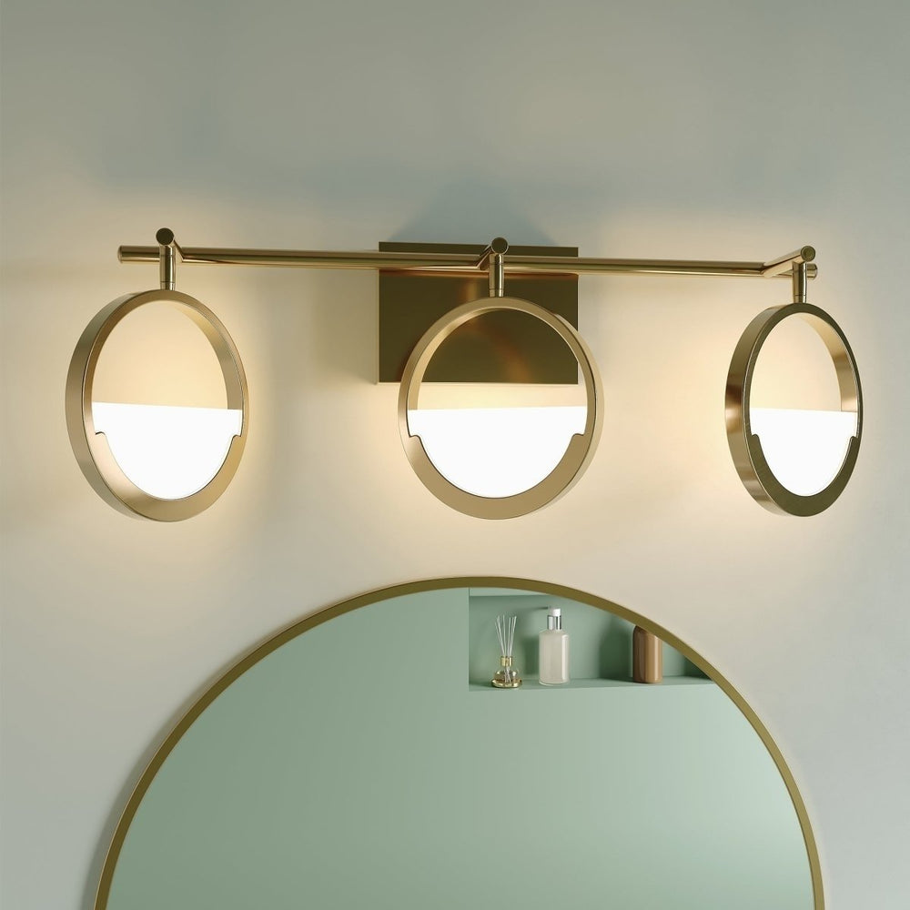 ExBrite TRIO Modern Simplicity LED Vanity Light with Rotatable Heads and Dimmable Brightness, Gold Image 2